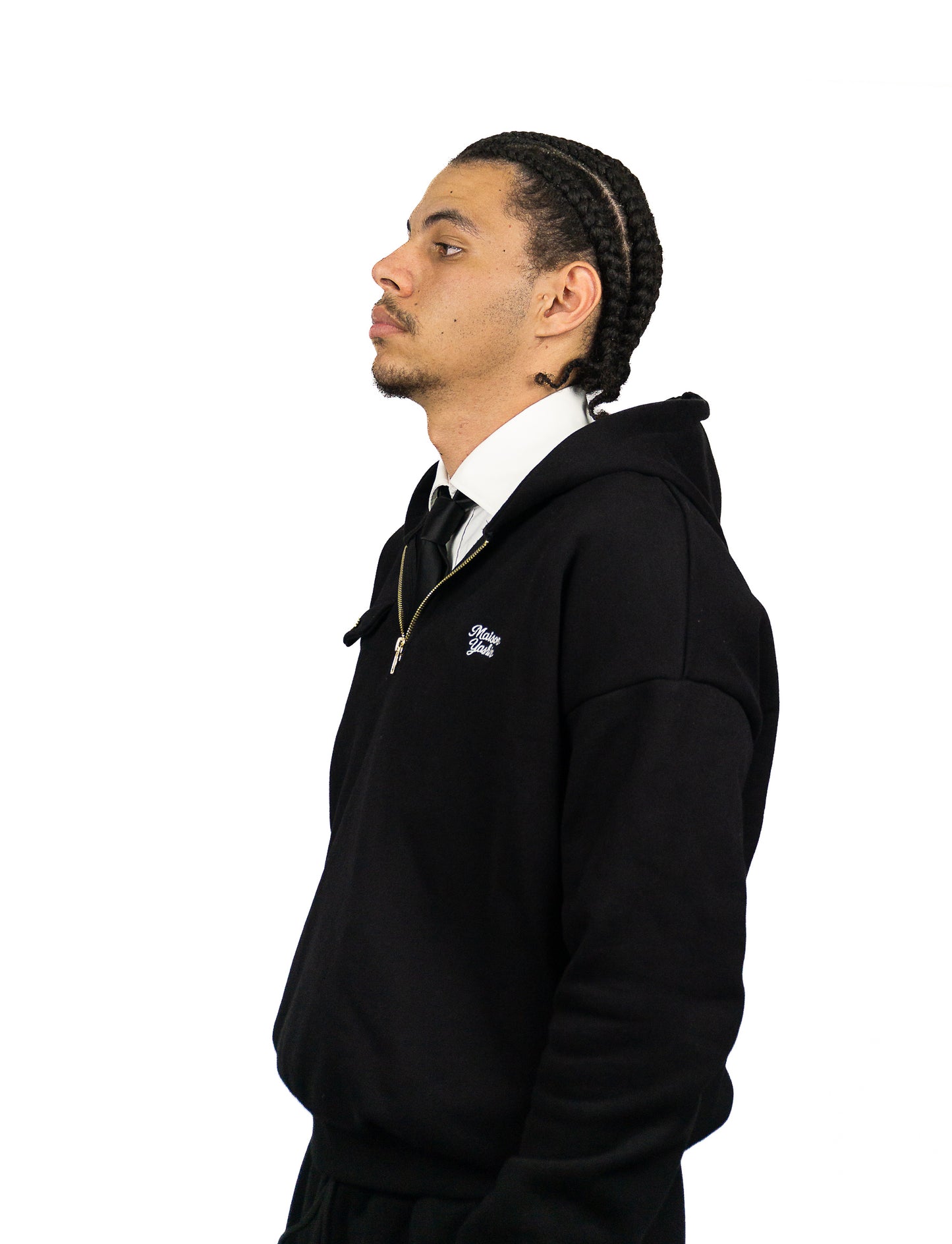 Pull à Capuche Quarter Zip Noir