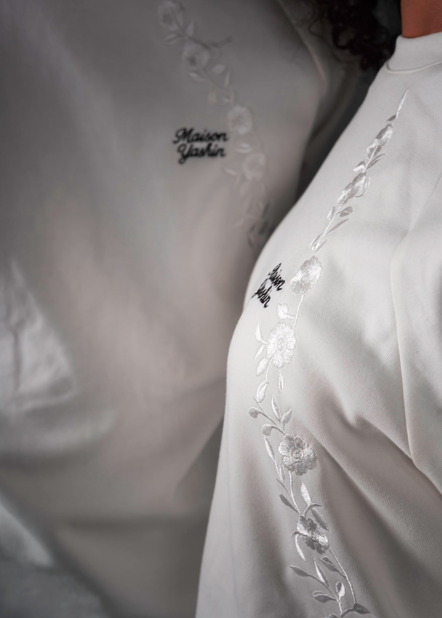 Long-sleeve Fleurs blanc